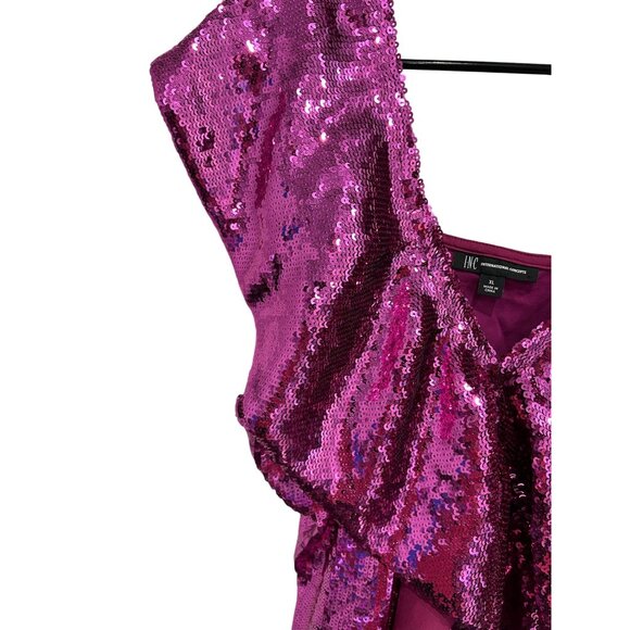 INC Womens Magenta Sequined Ruffled Sleeveless V Neck Top SZ XLarge - Picture 4 of 10